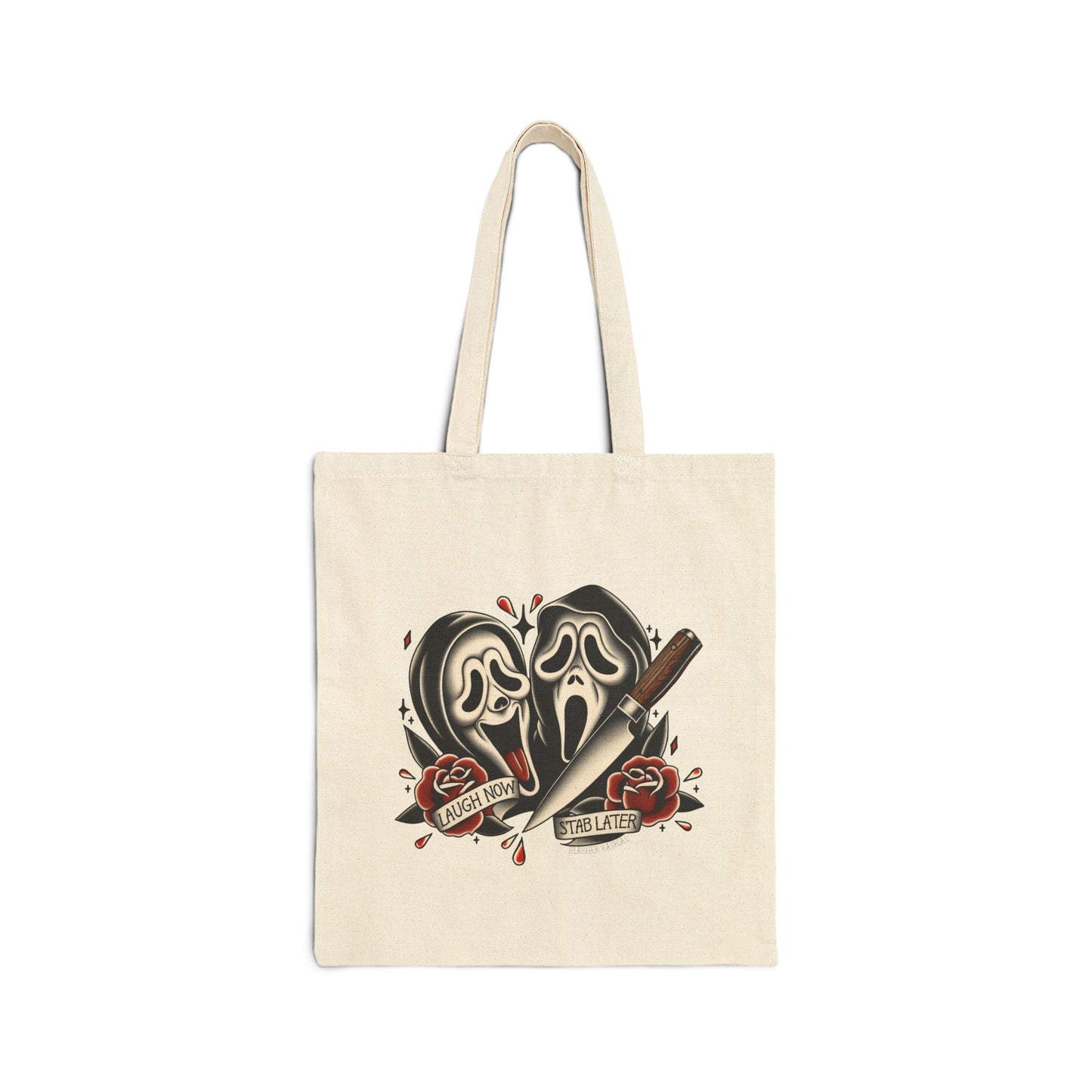 Laugh Now, Stab Later Cotton Canvas Tote Bag