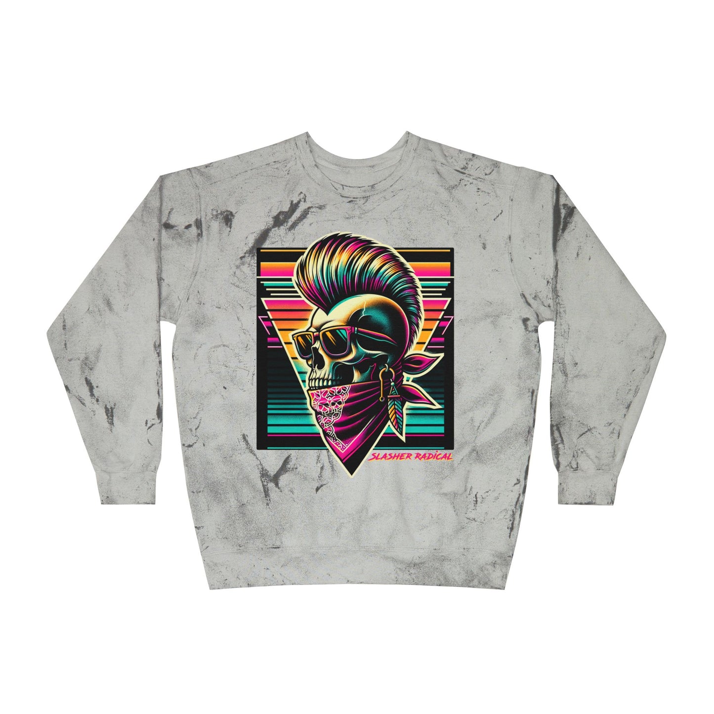 Mohawk Punk Horror Sweatshirt - Color Blast Crewneck Sweatshirt