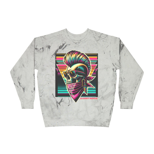 Mohawk Punk Horror Sweatshirt - Color Blast Crewneck Sweatshirt