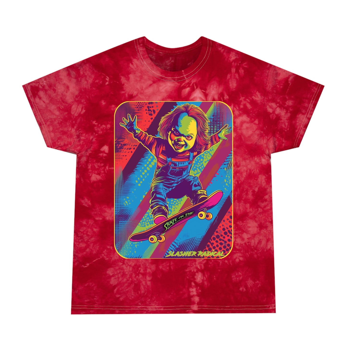 Skate or Die Crystal Tie-Dye Tee - Child's Play Chucky horror T-Shirt