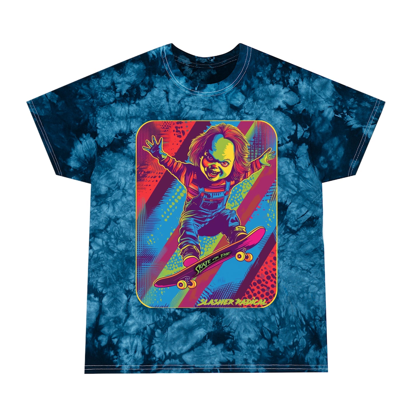 Skate or Die Crystal Tie-Dye Tee - Child's Play Chucky horror T-Shirt