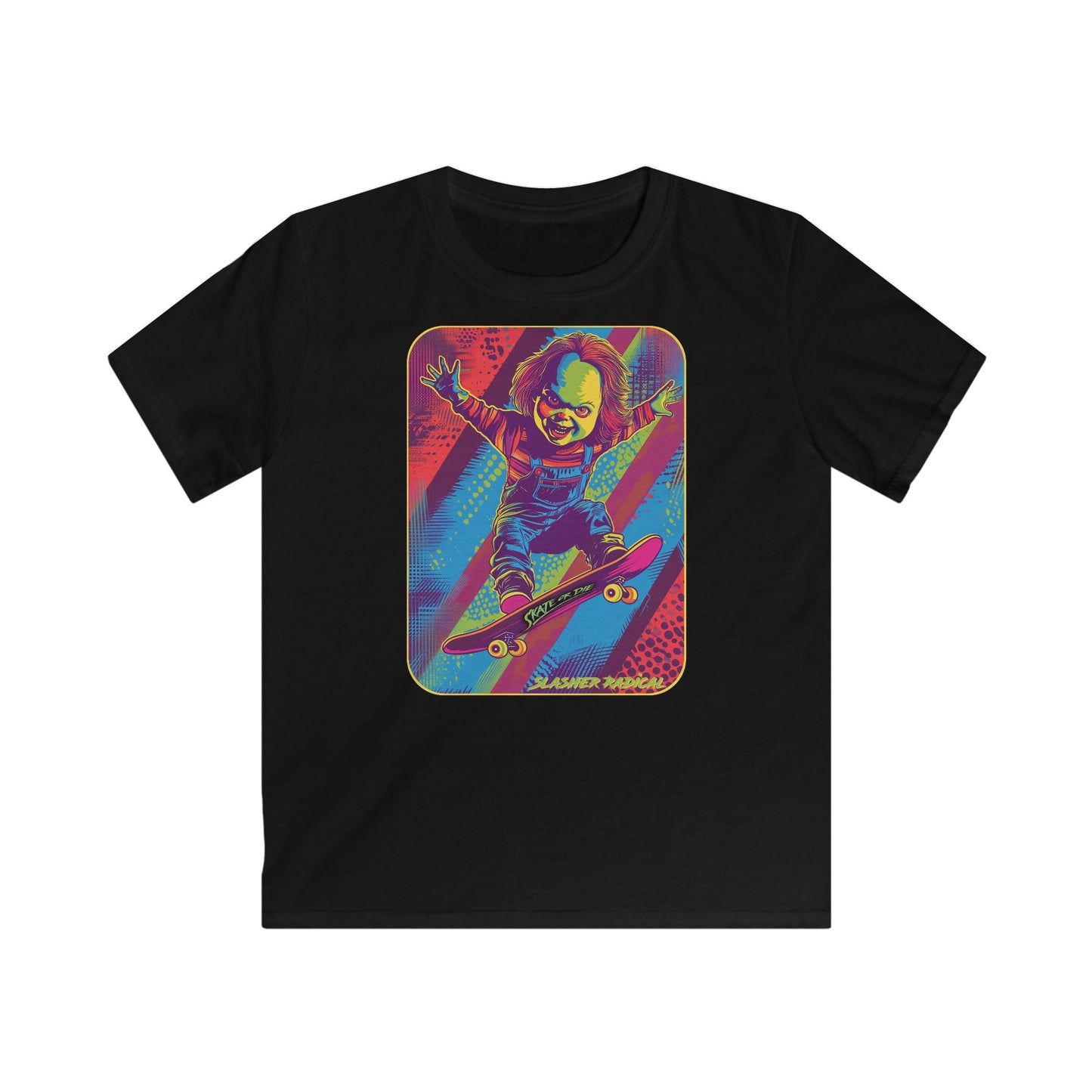 Kids Skate or Die Tee - Child's Play Chucky horror Softstyle Tee